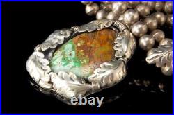 Vintage Native American Royston Turquoise Old Pawn Silver Sterling Necklace