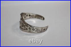 Vintage Native American SS Repousse Stamped Thunderbird Cuff Bracelet 076GCM