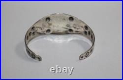 Vintage Native American SS Repousse Stamped Thunderbird Cuff Bracelet 076GCM