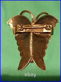 Vintage Native American SS Turquoise Butterfly Pin