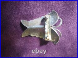 Vintage Native American SS Turquoise Butterfly Pin