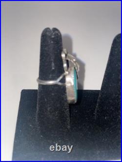 Vintage Native American STERLING SILVER & TURQUOISE RING Size 6.75