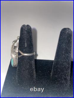 Vintage Native American STERLING SILVER & TURQUOISE RING Size 6.75