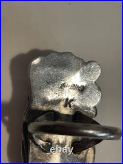 Vintage Native American STERLING SILVER & TURQUOISE RING Size 6.75