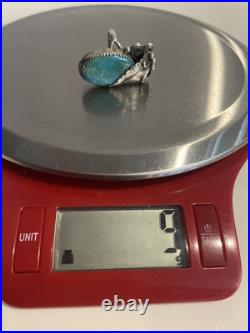 Vintage Native American STERLING SILVER & TURQUOISE RING Size 6.75