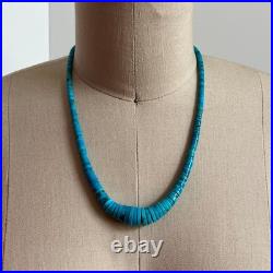 Vintage Native American / Santo Domingo Hand Rolled Natural Turquoise Necklace