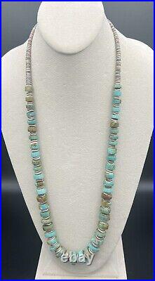 Vintage Native American Santo Domingo Natural Turquoise Heishi Necklace 30