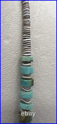 Vintage Native American Santo Domingo Natural Turquoise Heishi Necklace 30