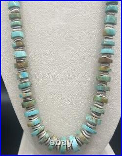 Vintage Native American Santo Domingo Natural Turquoise Heishi Necklace 30