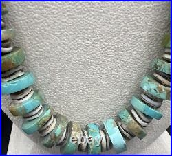 Vintage Native American Santo Domingo Natural Turquoise Heishi Necklace 30