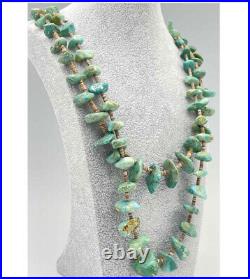 Vintage Native American Santo Domingo Turquoise Nugget Necklace PAIR 34 & 31