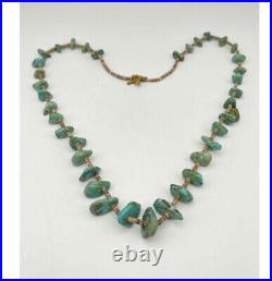 Vintage Native American Santo Domingo Turquoise Nugget Necklace PAIR 34 & 31