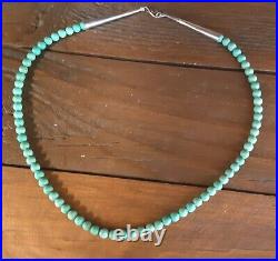 Vintage Native American Santo Domingo Turquoise Pearls Sterling 925 Necklace