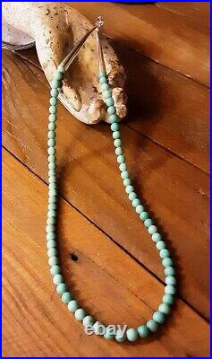 Vintage Native American Santo Domingo Turquoise Pearls Sterling 925 Necklace