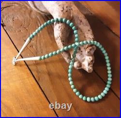 Vintage Native American Santo Domingo Turquoise Pearls Sterling 925 Necklace