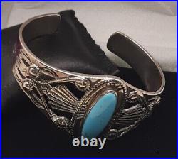 Vintage Native American Shubs Manufacturing Inc Turquoise Cuff Bracelet
