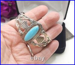Vintage Native American Shubs Manufacturing Inc Turquoise Cuff Bracelet
