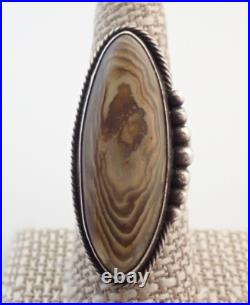 Vintage Native American Signed Jasper Agate Sterling 1 3/4 Ring Sz 8.5