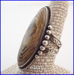 Vintage Native American Signed Jasper Agate Sterling 1 3/4 Ring Sz 8.5