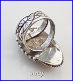 Vintage Native American Signed Jasper Agate Sterling 1 3/4 Ring Sz 8.5