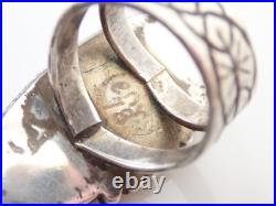 Vintage Native American Signed Jasper Agate Sterling 1 3/4 Ring Sz 8.5