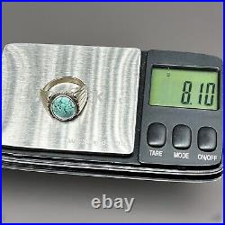 Vintage Native American Signed KP Turquoise Sterling Silver Ring Size 11