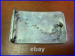 Vintage Native American Signed Sterling Silver Abstract Design Belt Buckle