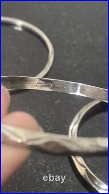 Vintage Native American Signed TAHE Carinated 925 Sterling Silver 3 Bracelet Set Vintage Native American Signed TAHE Carinated 925 Sterling Silver 3 Bracelet Set