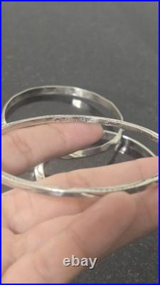 Vintage Native American Signed TAHE Carinated 925 Sterling Silver 3 Bracelet Set