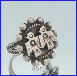 Vintage Native American Signed by Mary Chavez  Two Thunderbird Sterling Ring