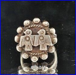 Vintage Native American Signed by Mary Chavez  Two Thunderbird Sterling Ring