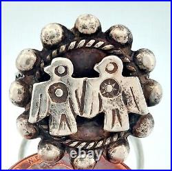 Vintage Native American Signed by Mary Chavez  Two Thunderbird Sterling Ring