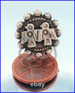 Vintage Native American Signed by Mary Chavez  Two Thunderbird Sterling Ring