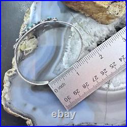 Vintage Native American Silver 3 Rounded Turquoise Decorated Bracelet For Women