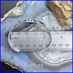 Vintage Native American Silver 3 Rounded Turquoise Decorated Bracelet For Women