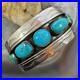 Vintage Native American Silver 5 Kingman Turquoise Shadow Box Bracelet For Women