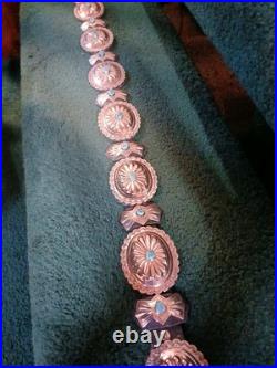 Vintage Native American Silver And Turquoise Concho Belt