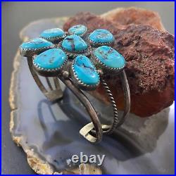 Vintage Native American Silver Chunky Turquoise Cluster Bracelet For Women