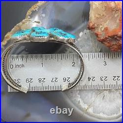 Vintage Native American Silver Chunky Turquoise Cluster Bracelet For Women