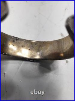 Vintage Native American Silver Cuff With Coral Stone & Horses Pre Owned