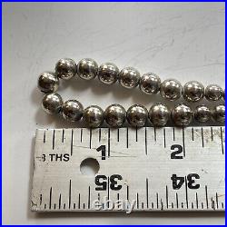 Vintage Native American Silver Graduated Bead Necklace 28? SEE VIDEO