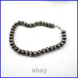 Vintage Native American Silver Graduated Stamped Bench Bead Choker Necklace 37g Vintage Native American Silver Graduated Stamped Bench Bead Choker Necklace 37g