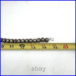 Vintage Native American Silver Graduated Stamped Bench Bead Choker Necklace 37g Vintage Native American Silver Graduated Stamped Bench Bead Choker Necklace 37g