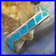 Vintage Native American Silver Inlay Turquoise Zigzag Bracelet For Women
