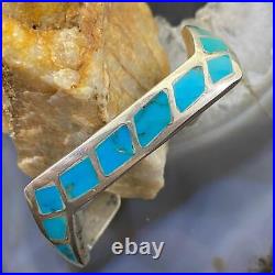 Vintage Native American Silver Inlay Turquoise Zigzag Bracelet For Women