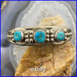 Vintage Native American Silver Kingman Rough Turquoise Cuff Bracelet For Women