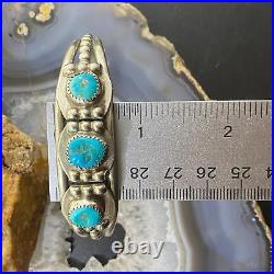 Vintage Native American Silver Kingman Rough Turquoise Cuff Bracelet For Women