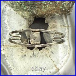Vintage Native American Silver Leaf & Turquoise Split Shank Bracelet For Women