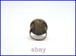 Vintage Native American Silver Oval Agate Large Ring, size 8.75