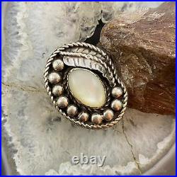 Vintage Native American Silver Oval MOP Decorated Ring Size 6.25 For Women Vintage Native American Silver Oval MOP Decorated Ring Size 6.25 For Women